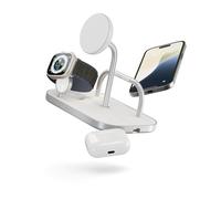 ZENS 4-in-1 Magnetic + Watch Wireless Charger - Support de chargement sans fil + adaptateur secteur - 65 Watt - Fast Charge - blanc/argent Blanc/argent