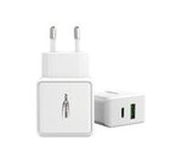 Chargeur secteur 1 port usb typea qc + 1 port usb typec pd blanc