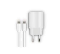 Mooov 730320 - Chargeur rapide USB-C 20 W Power Delivery (PD), câble USB-C 1,2 m, adaptateur mural compact ultra sûr, charge ultra rapide et protection intelligente, plastique 100 % recyclé