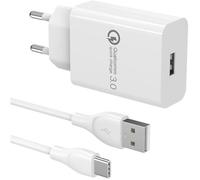 Chargeur secteur - 123 - QC3.0 18W - USB Type-C - Quick Charge 3.0 - Câble inclus