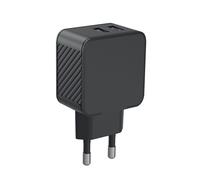 Chargeur secteur 2 USB-A 4,8A IC Smart-100% plastique recyclé - noir