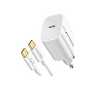 Chargeur Secteur 20W avec Câble USB-C 1m pour iPhone 17 Pro Mayaxess Blanc
