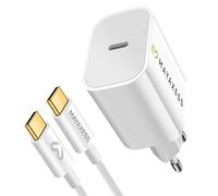 Chargeur Secteur 20W avec Câble USB-C 1m pour iPhone 17 Pro Mayaxess Blanc
