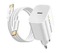 Chargeur Secteur 20W + Câble USB-C 1m pour iPhone 17/17 Pro/17 Pro Max/17 Air