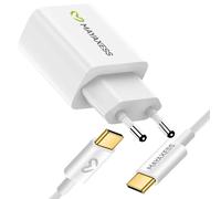 Chargeur Secteur 20W + Câble USB-C 1m pour Samsung Galaxy S25 / S25 Ultra / S25 Plus / S25 SE / S25 Edge Mayaxess Blanc