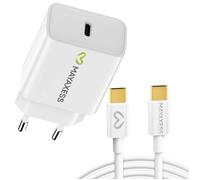 Chargeur Secteur 20W - MAYAXESS - Samsung Galaxy S25 Ultra - Câble USB-C 1m - Charge rapide - Blanc