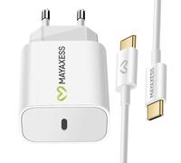 Mayaxess Chargeur Secteur 20W pour Google Pixel 10 Pro avec Câble USB-C 1m Blanc