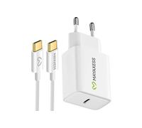 Chargeur Secteur 20W pour Samsung Galaxy S25 + Câble USB-C 1m Mayaxess Blanc