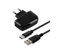 Chargeur Secteur 2A Smartphone et Câble USB Type C Flexible 1m Noir