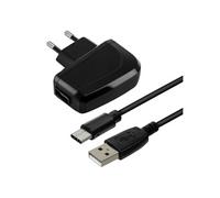 Chargeur Secteur 2A Smartphone et Câble USB Type C Flexible 1m Noir