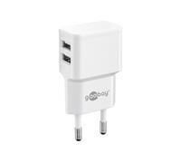 Chargeur secteur 2x ports USB-A 12W (Blanc)