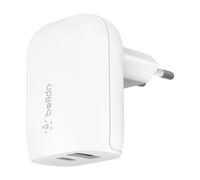 Chargeur Secteur 37W USB-C 3.0 25W + USB 12W Charge rapide Compact Belkin Blanc