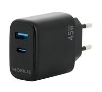 Chargeur Secteur 45W GaN 1 port USB-A & 1 port USB-C, Adaptateur Quick Charge Mural Rapide pour PC, Tablette & Smartphone