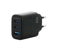Chargeur Secteur 65W GaN 2 USB-C & 1 USB-A, Adaptateur Quick Charge Mural Rapide pour PC, Tablette & Smartphone