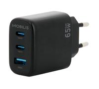 Chargeur Secteur 65W GaN 2 USB-C & 1 USB-A, Adaptateur Quick Charge Mural Rapide pour PC, Tablette & Smartphone