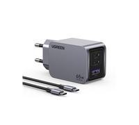 Nexode Pro series X755 - Adaptateur secteur - GaN - 65 Watt - PD - 3 connecteurs de sortie (2 x USB-C, USB) - sur le câble : USB-C - gris