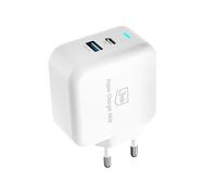 Chargeur Secteur 68W USB C et USB GaN Charge Rapide Format Compact Blanc
