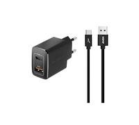 Akashi Chargeur secteur USB-C ALTACQC20TCBK 20W PD QC 3.0 avec câble USB-C Noir