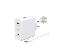 Akashi Chargeur secteur 130W 3x USB-C 100W + 1 USB 30W avec câble USB-C 100W Blanc