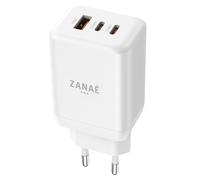 Chargeur Secteur avec 2 Ports USB-C 65W et 1 Port USB-A 30W Ultra Rapide Zanaé Blanc