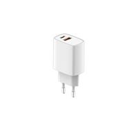Chargeur Secteur avec Double Connecteur PD 20W USB-C - QC 3.0 18 W USB-A Blanc