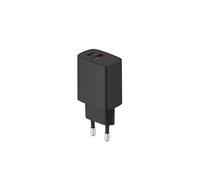 Chargeur Secteur avec Double Connecteur PD 20W USB-C - QC 3.0 18 W USB-A Noir