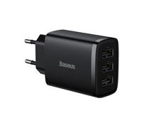 Baseus Chargeur mural compact CCXJ020101 – 3 ports USB-A 17 W – Noir UE