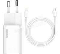 Chargeur secteur Baseus Super Si 1 port USB-C vers Lightning 20W (Blanc)
