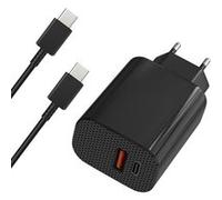 Chargeur Secteur + Cable USB-C 3 mètres Compatible brosse à dents électrique MyVariations - Adaptateur d’alimentation 12W avec 1 port USB et 1 port USB-C Phonillico® Noir