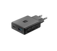 Chargeur Secteur Cellularline Power Lite Double Port USB-C 65 W et USB-A 18 W Technologie GaN+ Compact pour Smartphone, Tablette et PC, Noir