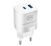 Chargeur secteur compact USB et USB-C 33W 3mk Blanc