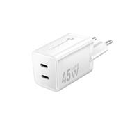 Chargeur Secteur Double 45W USB-C PD / QC 4.0 Ulta-Compact GaN III Blanc