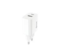 Chargeur Secteur Double Connecteur USB-C 20W - USB-A 18W Recyclé Blanc