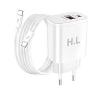 Chargeur Secteur Double Port USB-A et USB-C 20W, Câble USB-C vers USB-C