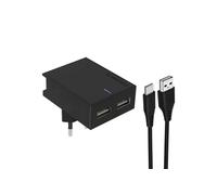 Chargeur Secteur Double USB 3A Smart IC Câble USB-C Swissten Slim noir