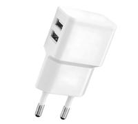 Chargeur Secteur Double USB-A 12W 2.4A Grab'N Go Compact et Léger Blanc