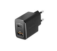 Akashi Chargeur secteur double – USB-A QC 3.0 + USB-C PD 20W charge rapide – Noir