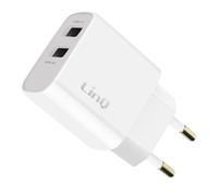 Chargeur Secteur Double USB Puissance 10.5W Format Compact LinQ Blanc