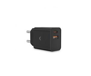 Chargeur Secteur Dual USB A et C 30W Ksix Noir