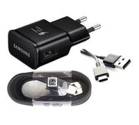 CHARGEUR SECTEUR FAST ORIGINAL SAMSUNG NOIR CHARGE RAPIDE 2A PRISE DE COURANT MURAL + CABLE USB TYPE-C ORIGINE CORDON