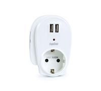 Chargeur secteur Fonestar avec deux sorties USB 5V 2.1Amp USB, commuté et stabilisé, support articulé, 230 V