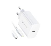 Chargeur secteur Forcell avec câble de charge USB type C et connecteur iPhone - connecteur 3A 20W avec PD et Quick Charge 4.0