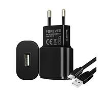 Chargeur secteur - Forever - USB Type-C - 1A - Câble 1.2m - Noir