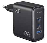 Chargeur Secteur GaN 100W 2 Ports USB-C PD / USB-A et Prise Pliable Iniu Noir Noir
