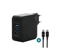 Chargeur Secteur GaN 100W avec Câble 2m 2 USB-C + 1 USB-A, Adaptateur Quick Charge Mural Rapide pour PC, Tablette & Smartphone