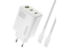 Chargeur Secteur GaN 2x USB-C 1x USB-A 65W Dudao A29C + Câble USB-C - Blanc