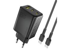 Chargeur Secteur GaN 2x USB-C 1x USB-A 65W Dudao A29C + Câble USB-C - Noir