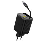 Chargeur Secteur GaN 2x USB-C 1x USB-A 67W Dudao A67 + Câble Rétractable USB-C - Noir