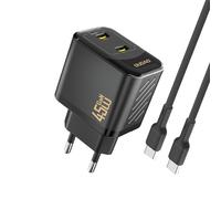Chargeur Secteur GaN 2x USB-C PD 45W Dudao A28PC + Câble USB-C - Noir