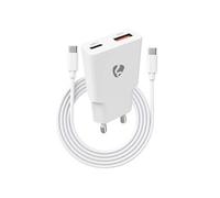Nedis Chargeur GaN PD 30W avec Port USB-C et USB-A avec Cable USB-C vers USB-C